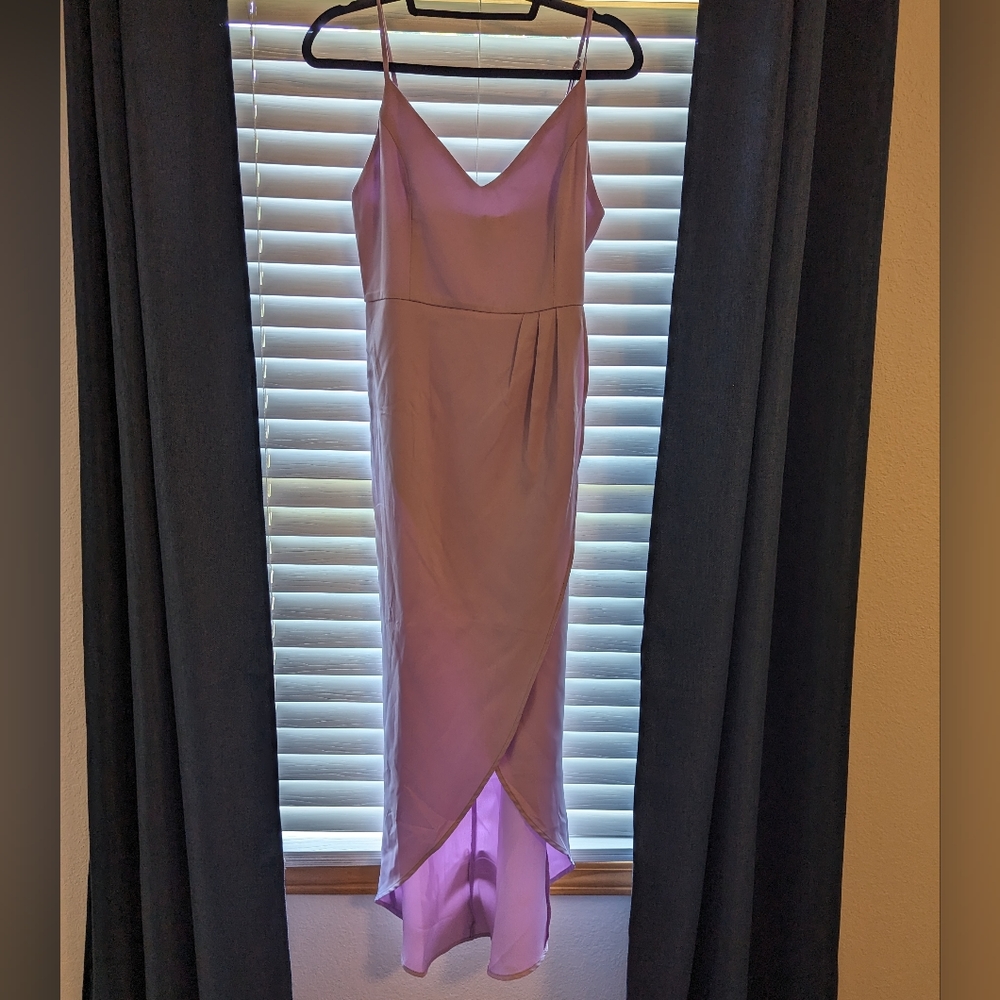 lavender high low tulip dress